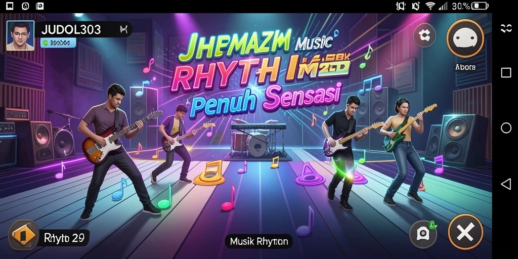Tampilan antarmuka <strong>JUDOL303</strong> saat memainkan musik rhythm yang menarik.