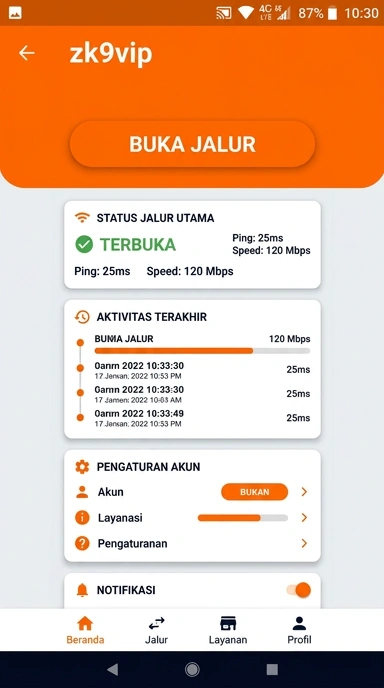 Tampilan link alternatif zk9vip