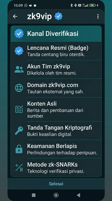 Tampilan kanal resmi zk9vip